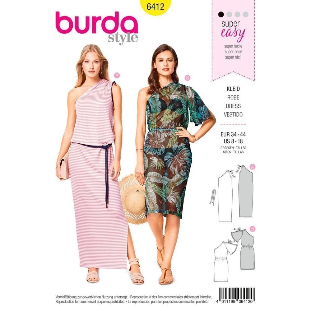 Burda Sewing Pattern 6412 Dress‎ Misses Size 8-18